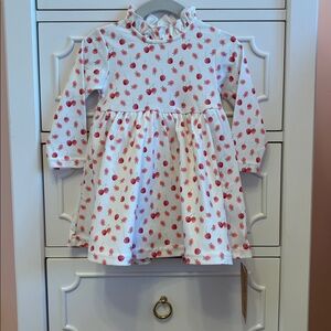 NWT Sofia Mila Baby Girl Bodysuit Dress ORGANIC COTTON Cherries Size 9-12 Months